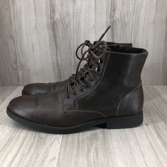 Robert Wayne Ankle Boots Mens 12D Brown Leather Zip Lace Up Boots main image 8